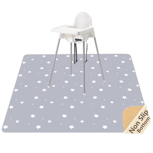 Splat Mat for Under High Chair, Waterproof Washable High Chair Floor Mat | 51"×51" Reusable Splash Mat, Non-slip Backing, Wipeable Floor Protector and Food Mat for Baby Meals, BLW, Crafts, Play