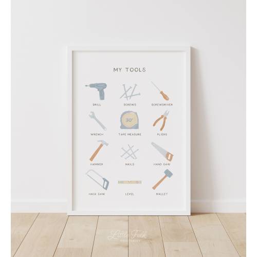 Tools Poster, Tools Print, Printable Wall Art, Boys Room Decor, Kids Room Decor, DIGITAL DOWNLOAD