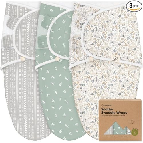 3-Pack Organic Baby Swaddle Sleep Sacks - Swaddles for Newborns, Infant 0-3 Months, Baby Girls, Boys, Soft & Snug Newborn Sleep Sack, Nursery Swaddling Blankets (Prairie, OS)