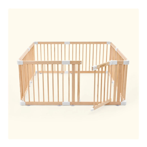 (57x57) HARPPA Wooden Baby Gate Playpen | Non-Toxic Foldable DIY Adjustable Play Yard for Infants & Toddlers – Natural Finish Baby Fence for Small & Large Spaces