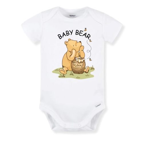 Baby Bear Pooh Hunny Pot Cute Baby Bodysuit Shirt Premium Custom Clothes Unisex Baby Gift for Mom Newborn