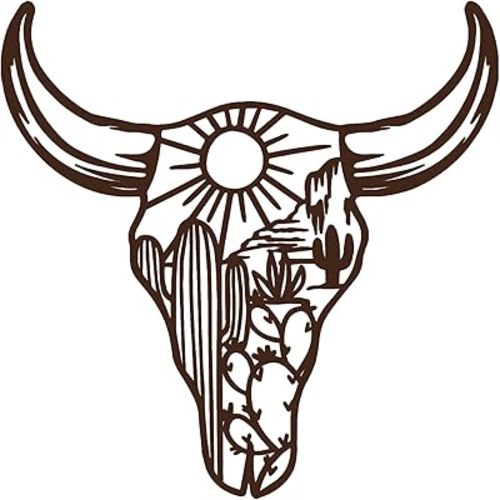 RESACO Cow Skull Metal Wall Art Western Wall Decor Western Bathroom Decorations Southwestern Decor Desert Wall Sculptures for Living Room Bedroom Indoor Outdoor (13in x 13in brown)