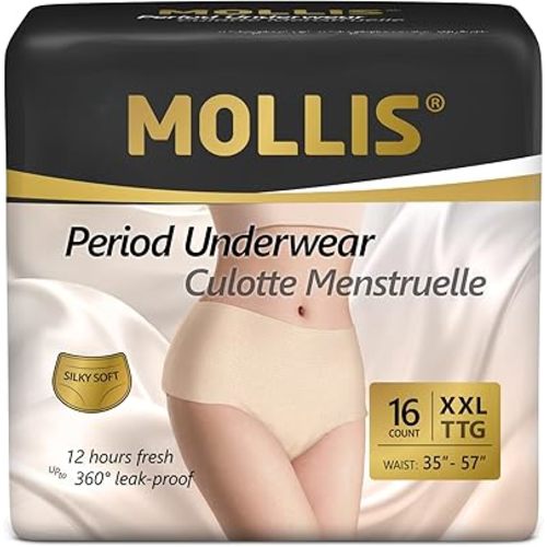 MOLLIS Disposable Period Underwear, Postpartum Panties, XXL, Beige, 16Ct