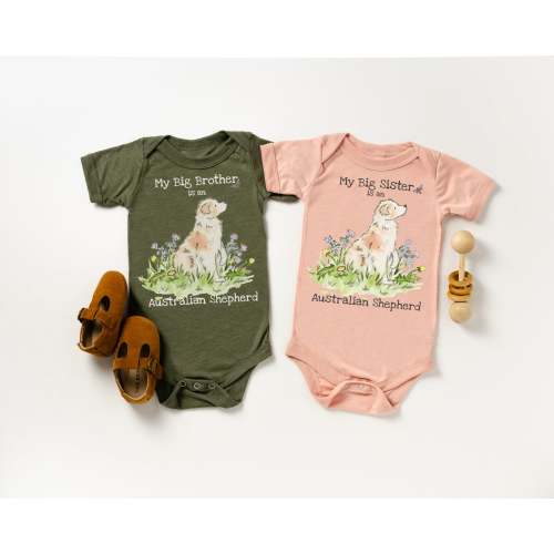 Red Merle Australian Shepherd Baby Bodysuit, Cute Aussie Baby Gift