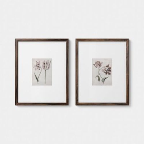 16"x20" Set of 2 Floral Framed Wall Art Underglass - Threshold™