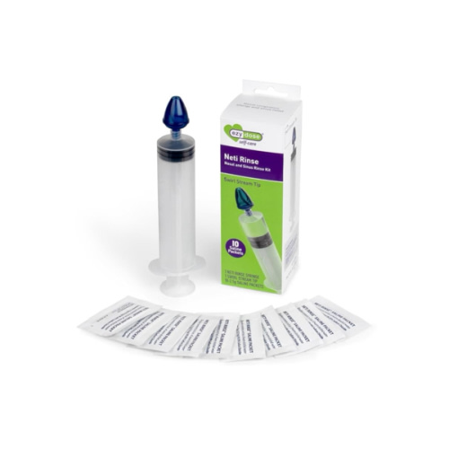 EZY DOSE Sinus and Allergy Relief Syringe, Nose Rinse Kit for Home or Travel, Nasal Irrigation for Sinus Pressure and Congestion Relief, Easy to Use, Includes 10 Saline Packets, BPA Free
