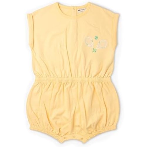 MONICA + ANDY Baby Romper, 100% Organic Baby Clothes for Girls, Elastic Waist Romper, Sizes For Newborn & Infant