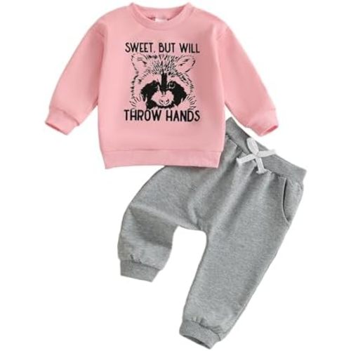 Baby Girl Fall Winter Outfit Infant Letter Print Long Sleeve Sweatshirt and Jogger Pants 6 12 18 24M 2T Girl Clothes