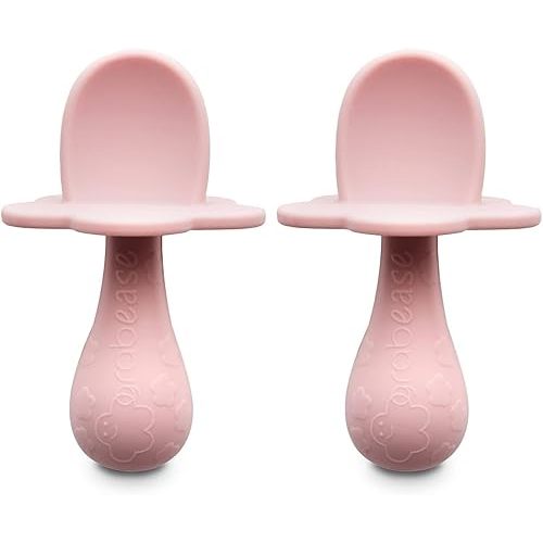 Grabease Spoon - Silicone Spoons 2-Pack Blush - Soft Utensils - Dishwasher-Safe, Easy-Grip