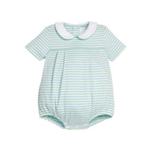 Pleated Peter Pan Bubble - Greenview Stripe | Posh Tots Children's Boutique