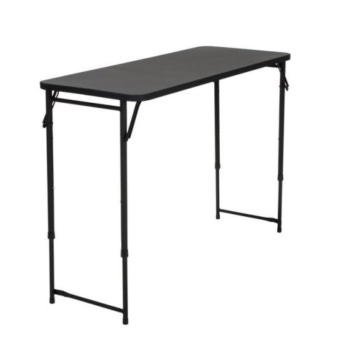 COSCO 20" x 48" Adjustable Height Folding Resin Utility Table, Black