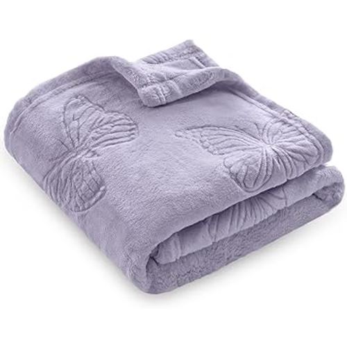 BORITAR Baby Blanket with Butterfly Design for Girls Ultra Soft Fleece Warm and Lightweight Blankets for Infant Toddler Newborn, 30x40 Inch, Purple