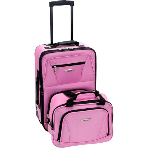 Rockland Fashion Softside 2 Piece Luggage Set, Expandable, (14" Tote/19" Upright), Pink