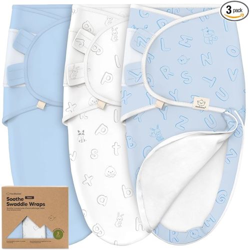Baby Swaddle Sleep Sacks with Zipper - 3-Pack Swaddles for Newborns 0-3 Months, Infant, Baby Girls, Boys, Soft & Durable Newborn Sleep Sack, Easy Diaper Change Swaddling Blanket (ABC Land Cloud, OS)