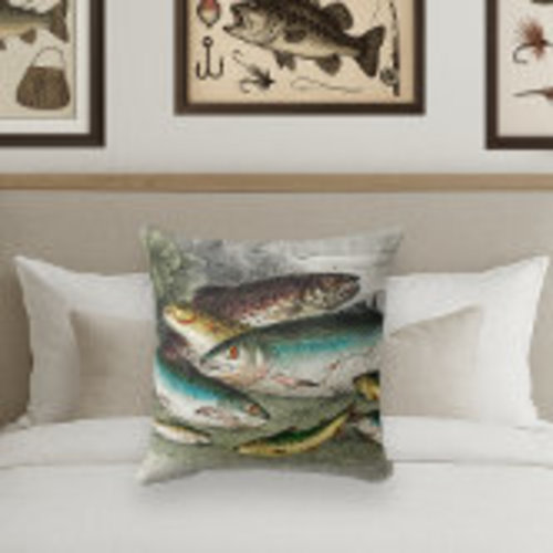 Fishermen Fly Fishing Trout Flies Watercolor Throw Lumbar Pillow | Zazzle