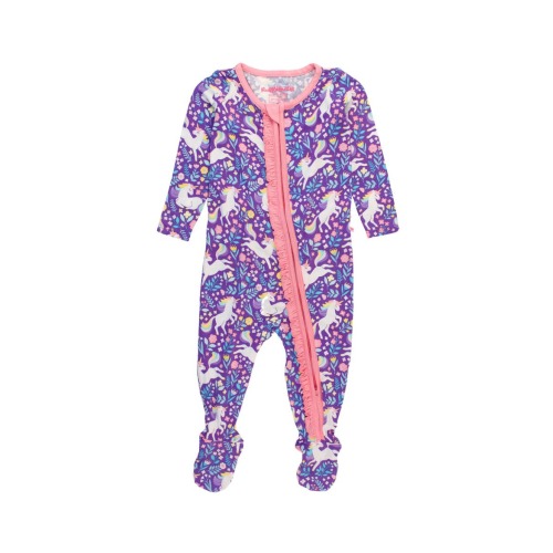 SoftSnooze Baby Girls Ruffle One Piece Footie Pajamas