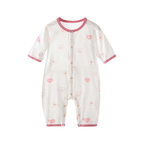 THDHVS Newborn Onesies Girl,Baby Clothes for Girls,Newborn Baby Summer Thin Quarter Sleeve Air-conditioned Suit Jumpsuit Climbing Suit Print Pajamas Pink 2-4 Months