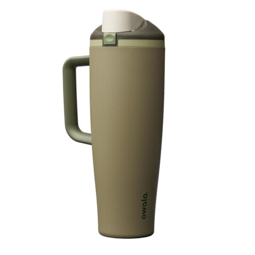 Owala FreeSip Tumbler Insulated Stainless Steel Water Bottle with Built-in Straw and Side Handle, For Travel, Work, School, and Sports, BPA Free, Leak Proof, 40oz, Off Road