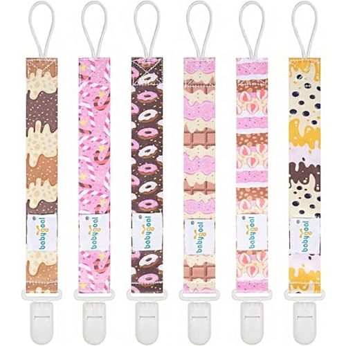 Babygoal Pacifier Clips, 6 Pack Binky Paci Holder and Leash for Boys and Girls Fits for Most Pacifier, Binkie Styles & Baby Teethers & Toys and Gift 6PB23