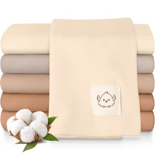 Organic Burp Cloths Baby Boy, Girl, 6-Pack Large Burping Cloths (Ecru) | 100% Cotton Burp Clothes for Babies, Newborns Spit Up Rags, Super Soft, Absorbent Towels, Gender Neutral, Machine Washable