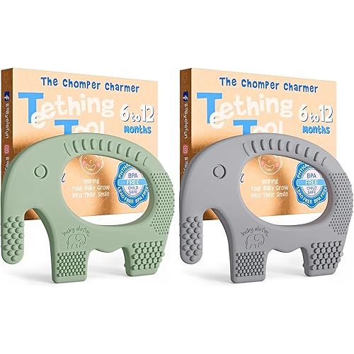 Elefun Baby Teether Pack - Gift 6 Months Blissful Teething Relief - Infant Teethers 6 to 12 Month Baby Gift Set - Safe Silicone Soothing Rings Developmental Infant Chew Toys