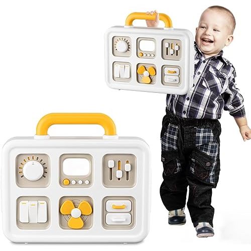 Baby Busy Board Cube, Toys for Boy Girl, Montessori Travel Toys for Toddlers, Learning Fine Motor Skills| Birthday Gifts for Infant Boys Girls (Large Activity Board)