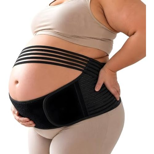 Plus Size Pregnancy Belly Band Extra Large Maternity Support Belt for Belly, Waist & Back Pain Relief Adjustable & Breathable Belly Band for 3XL/4XL Moms (Fits Waist 43"-59", Black)