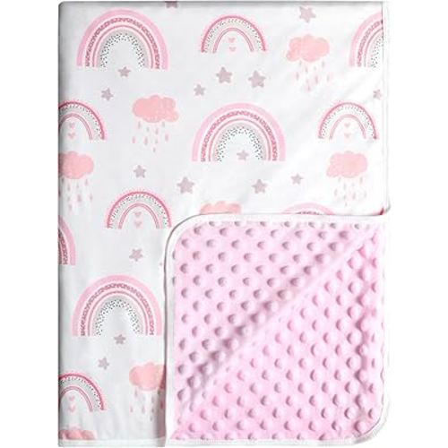 Baby Blankets for Boys or Girls, Super Soft Nursery Crib Blanket, Newborn Blanket with Double Layer, Dotted Backing, Lightweight Baby Crib Blanket, 30 * 40 inche (Rainbow)