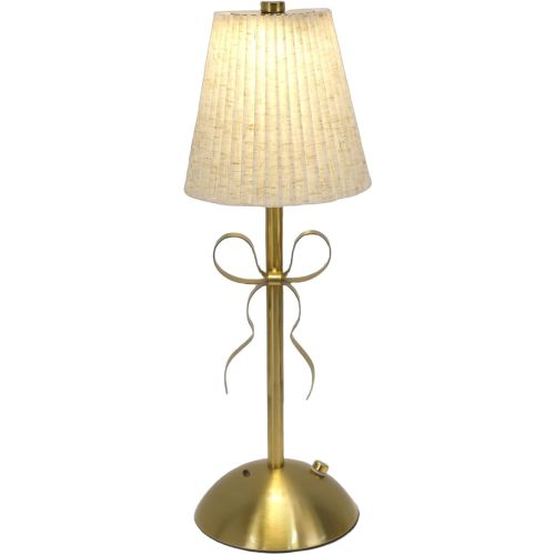 Dpofirs Cute Bow Table Lamp, Cordless Rechargeable LED Light, Vintage Style Bedside Desk Lamp, Soft Warm Lighting for Bedroom Living Room Decor
