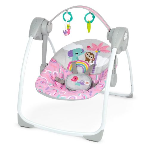 Bright Starts Pink Paradise Portable Compact Automatic Baby Swing with Music, Unisex, Newborn + - Costco
