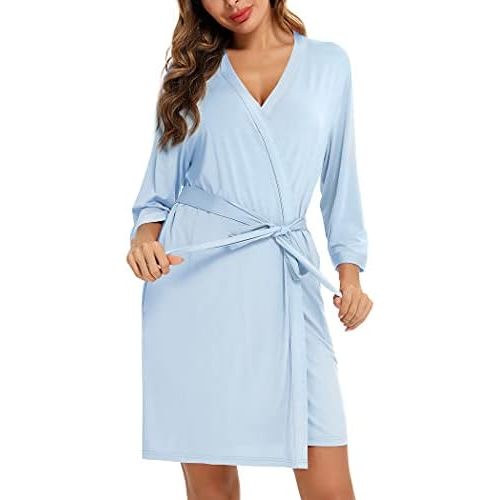 Anjue Robe for Women Kimono Robes Short Bamboo Bathrobe Soft Sleepwear Ladies Loungewear S-XXL