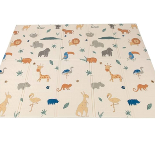 Nuby Reversible Baby Floor Mat, 77" x 58" - Foldable and Lightweight Baby Play Mat for Floor - Easy Storage and Travel - Safari