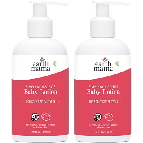 Earth Mama Simply Non-Scents Baby Lotion | Fragrance-free with Organic Calendula + Rooibos for Sensitive Skin, 8-Fluid Ounce (2-Pack)