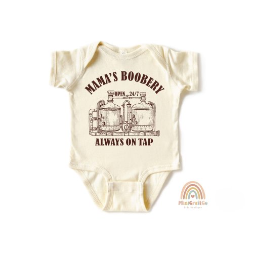 Mama&#39;s Boobery Baby Bodysuit, Breastfeeding Humor Newborn Gift, Retro Funny Breastfeeding Bodysuit, Cute Funny Natural Onesie®