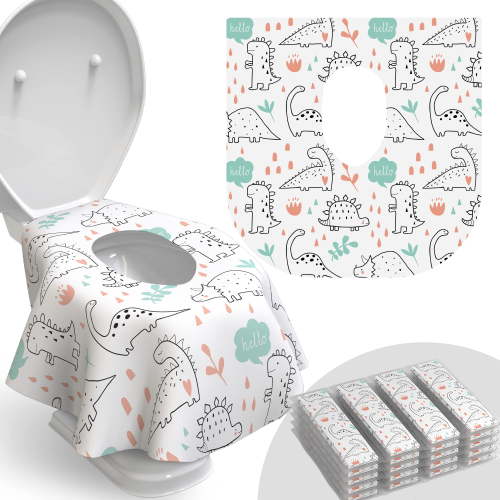Toilet Seat Covers Disposable - 20 Pack - Waterproof,Ideal for Kids and Adults – Extra Large,Individually Wrapped for Travel,Toddlers Potty Training in Public Restrooms (Dinosaurs,20)