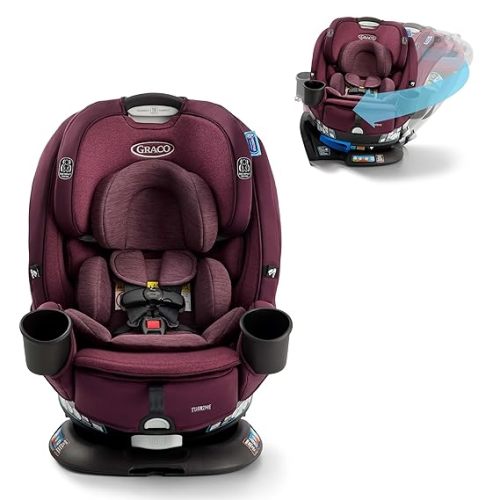 Graco Turn2Me 3-in-1 Rotating Convertible Car Seat, London, Rear-Facing Rotation, Forward-Facing Mode, Highback Booster Up to 100 lbs, Adjustable Headrest & Harness, Steel Reinforced Frame