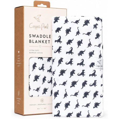 Copper Pearl Swaddle Blankets for Newborns | Soft Stretchy Receiving Blankets for Boys and Girls | Large 46 x 46 Inch Baby Blankets | Lightweight and Breathable Swaddles | Dinos Wild