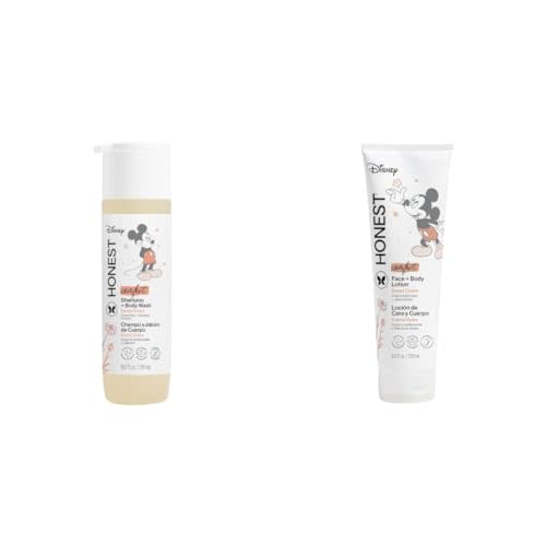 The Honest Company 2-in-1 Cleansing Shampoo Body Wash Disney’s Mickey Mouse Comfort Sweet Cream 10 fl oz & Moisturizing Face and Body Lotion, Disney’s Mickey Mouse Comfort Sweet Cream 8.5 fl oz