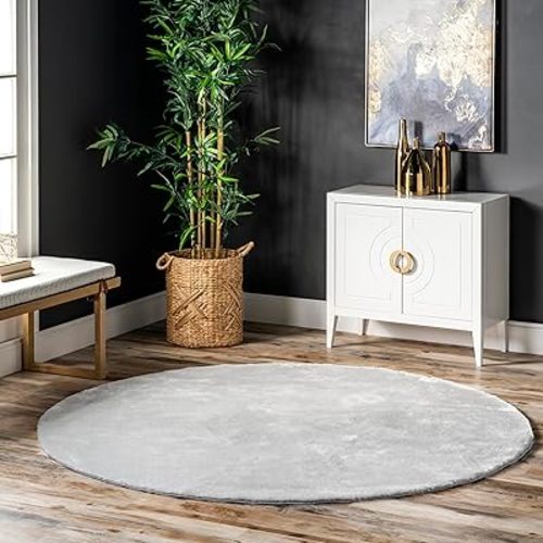 nuLOOM 8' x 10' Cozy Plush SuperiorWash Area Rug, Machine Washable, Non-Slip, Soft Fluffy Shag Carpet for Living Room Bedroom Kids Room Nursery Home Decor, Loni Light Grey