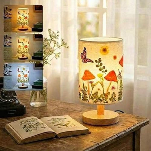 Hortsun Pressed Flower Lamp Vintage Table Small Lamp Cottagecore Decor Boho Night Light Decorative Rustic Night Light for Living Room, Bedroom or Office, Christmas Gift for Women