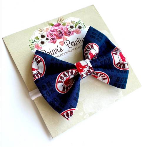 Boston Red Sox Baby Bow: Nylon Headband or Alligator Clip