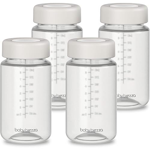 Baby Brezza Replacement Breastmilk Cooler Storage Bottles, Plastic, 10 oz, 4-Pack