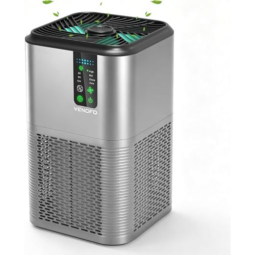 Air Purifiers for Home Large Room Up to 1750ft², Vendfo H13 HEPA Air Purifier for Bedroom with Auto Air Quality Monitor, Air Cleaner with Fragrance for Smoke Dust Pollen Pets Hair Odor, Grey Black