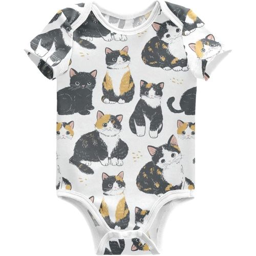 Ollabaky Unisex Baby Bodysuits Short Sleeve Cotton Baby Boys Girls Clothes