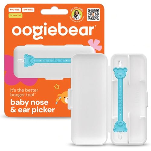 oogiebear - Nose and Ear Gadget. Safe, Easy Nasal Booger and Ear Wax Remover for Newborns, Infants and Toddlers. Dual Earwax and Snot Remover - with CASE - Aspirator Alternative