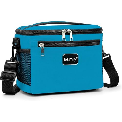 BEIMILY Lunch Box for Men/Women,Small Insulated Lunch Bag,Reusable LunchBox for work Picnic Hiking Beach,Leakproof Soft Cooler Tote Bag Organizer with Adjustable Shoulder Strap for Adults (Green Mint)