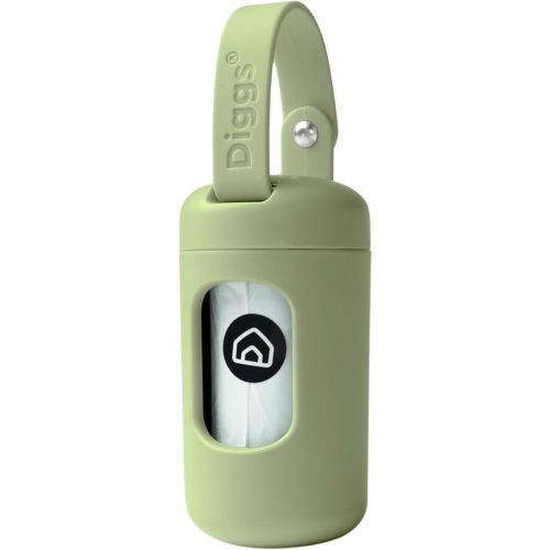 DIGGS Dog Poop Bag Dispenser for Leash - Premium Dog Waste Bag Holder with Easy One-Hand Dispensing (Sage)