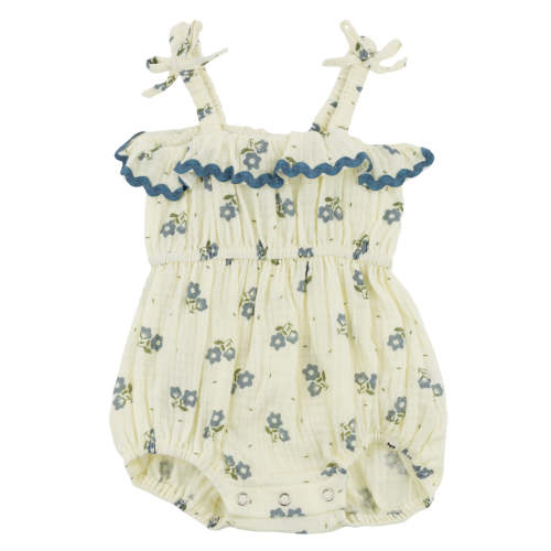 oh baby! Harriet Romper - Bellflower Floral Print - Indigo