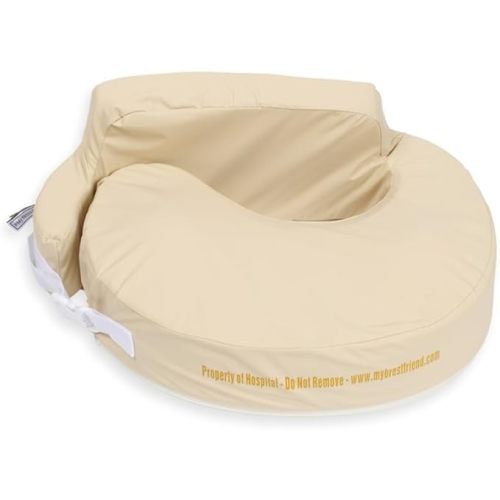 My Brest Friend Super Deluxe Nursing Pillow for Breastfeeding and Bottlefeeding with Lumbar Support, Convenient Pocket and Removable Slipcover, Professional, Sand