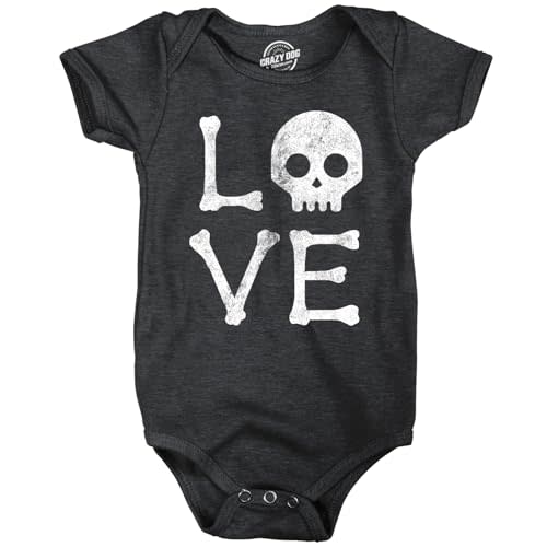 Love Skull Baby Bodysuit Funny Halloween Jumper For Infants | Funny Onesies, Halloween Clothes for Baby, Cool Onesie, Super soft blend, Novelty Onesie